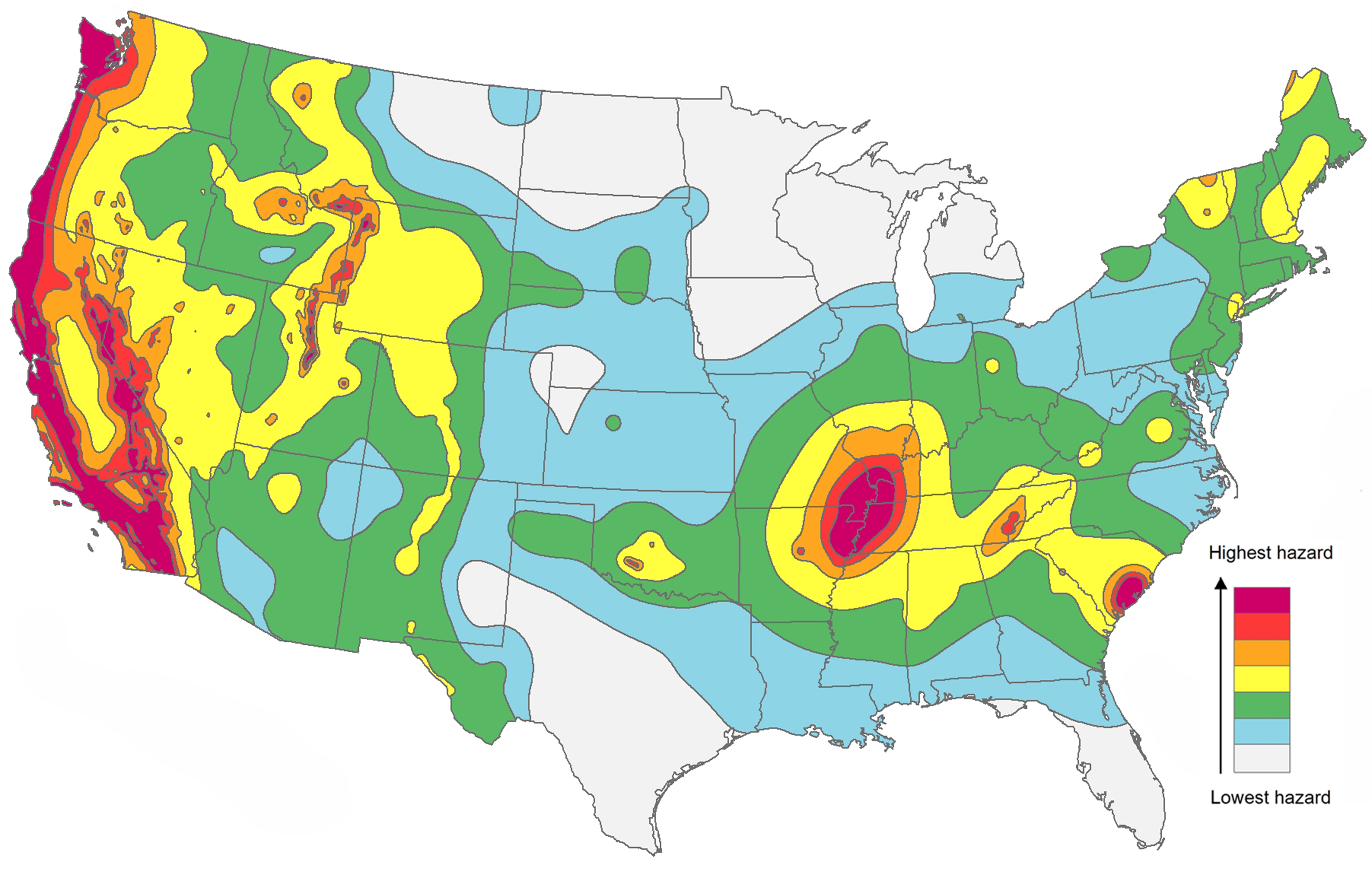 map of earthquakes in usa